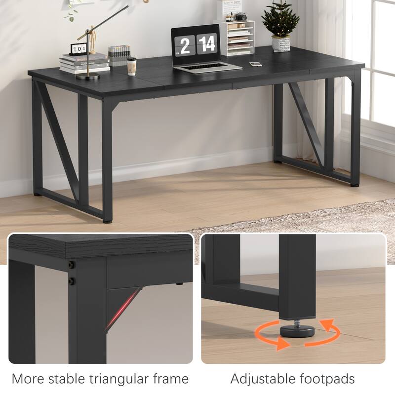 Computer Desk 70×30.7 Inch Gaming Desk with Deeper & Thicker Desktop, Office Desk Work Desk for Home Office