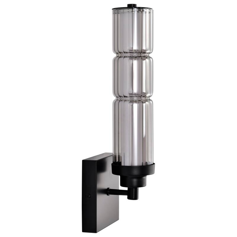 Evander LED Wall Sconce Matte Black Finish Smoked Glass - Matte Black