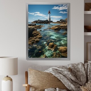 Designart "Lighthouses By The Cliff Photo" Lighthouses Framed Wall Art ...