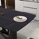 preview thumbnail 15 of 39, Cuve Edge Rectangle Dining Table Kitchen Table, Slate Table Top With Blakc Metal Pedestal