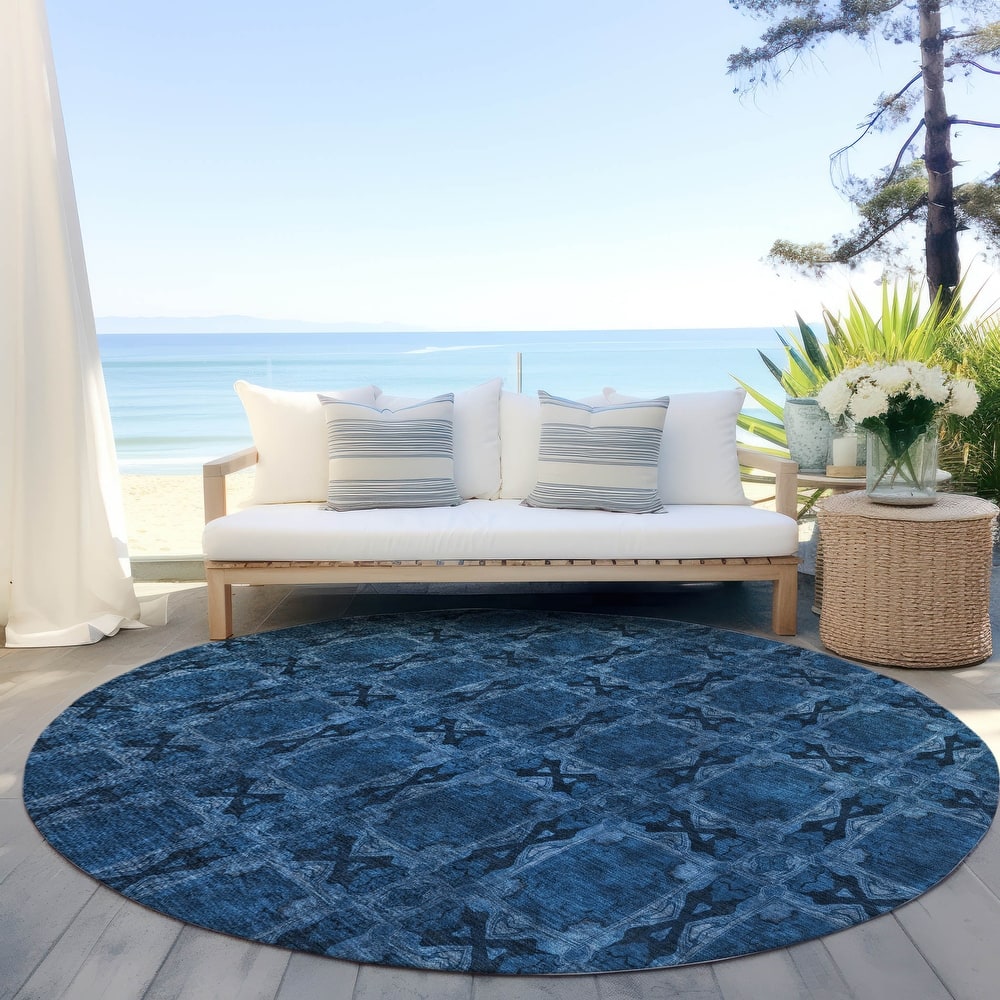 Machine Washable Indoor/ Outdoor Boho Medallions Chantille Rug