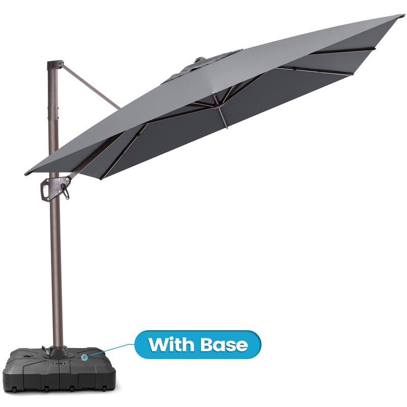 Outdoor 11 x 9 FT Patio 360 Degree Rotation Cantilever Umbrella with Base
