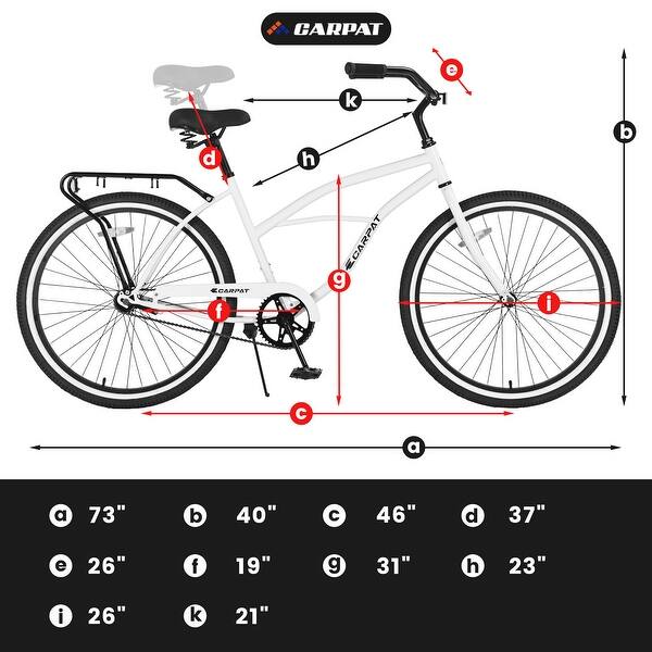 26 Inch Beach Cruiser Bike for Men and Women,Single Speed