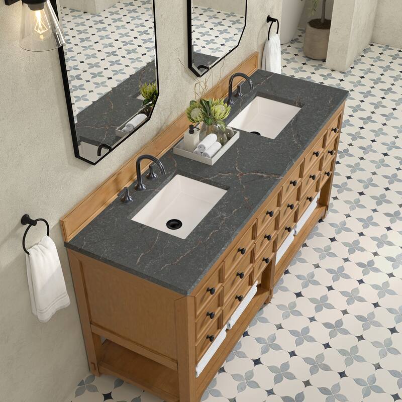 Malibu 72" Double Vanity Cabinet, Amber Birch