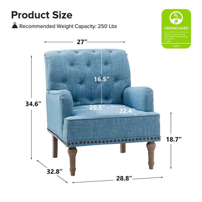 Geltrude Classic Upholstered Accent Arm Chair with Button Tufted Back by HULALA HOME