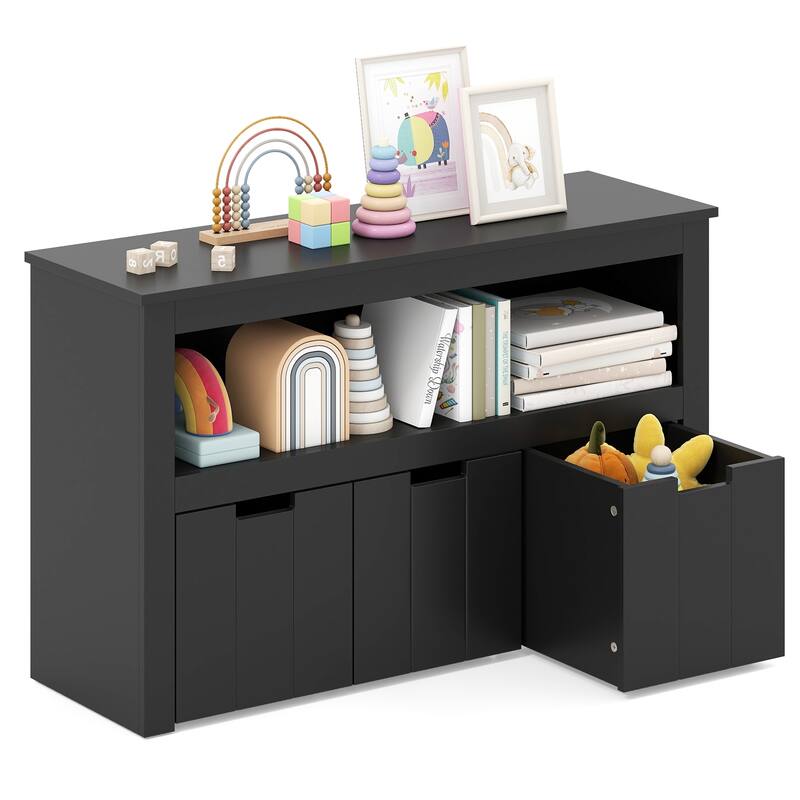 3-Drawer Storage Cabinet with Slide-Out Drawers and Wheels for Multi-Functional Home Organizer - 40" x 13" x 24.5" (L x W x H)