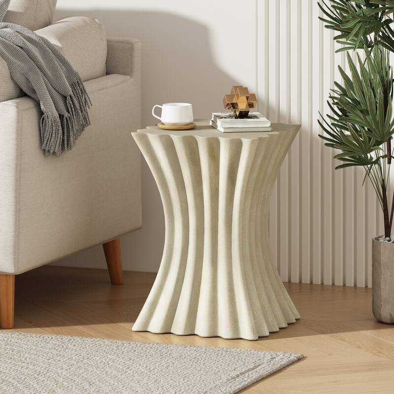 Christopher Knight Home - Aurora Sandstone Wave Side Table for Indoor and Outdoor Sophistication - Antique Brown
