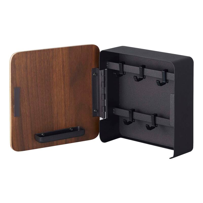 Yamazaki Home Magnetic Key Cabinet, Steel and Wood, Holds 2.2 lbs - L 2.24 x W 6.22 x H 6.22 inches