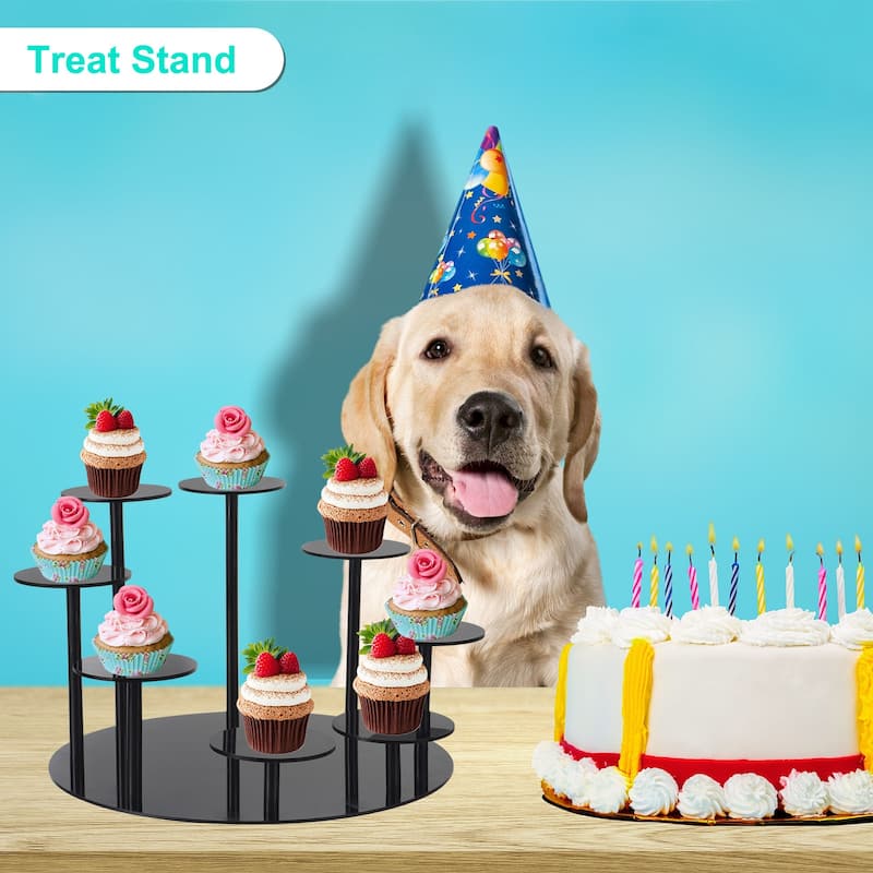Acrylic Display Stand for Collectible Figures, 8 Tier Round Cupcake Stand Black