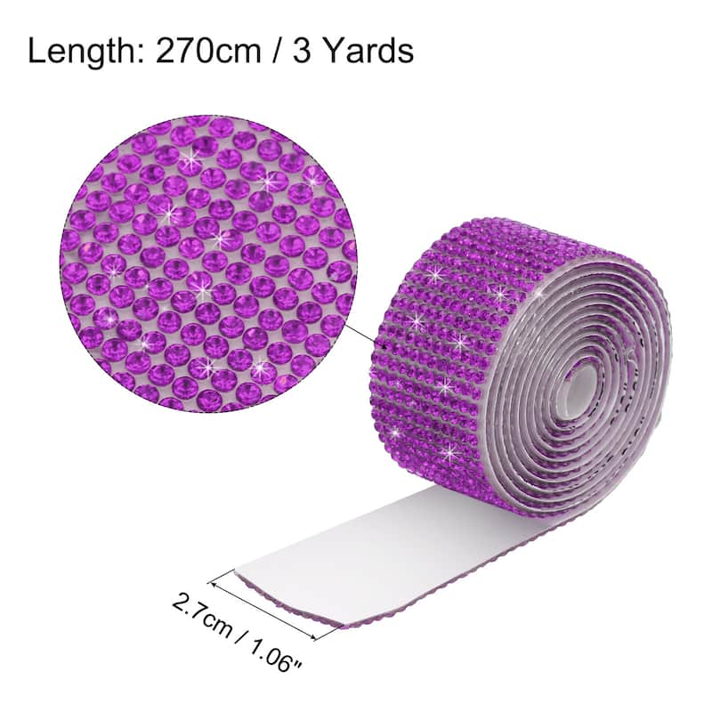 3Roll 3 Yards 8mm Diamond Ribbon White - Purple - 27mm
