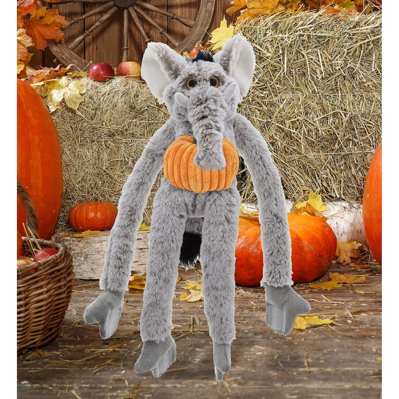 DolliBu Super Soft Long Arms Elephant Stuffed Animal w/ Pumpkin Decor - 21 inches