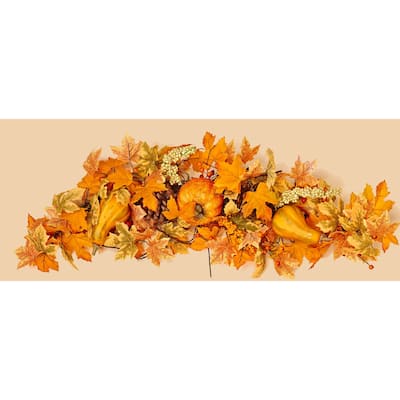36" Fall Maple Leaf Swag w/ Pumpkin