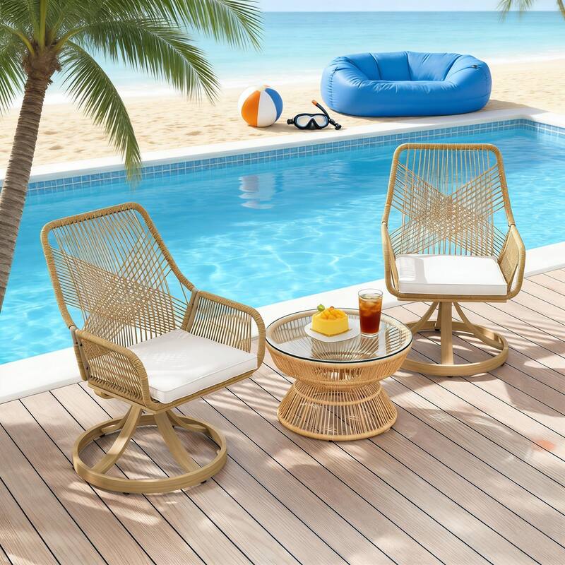 GDFStudio - Oliver Outdoor Swivel Chairs Set of 2 Designed for Flexible Seating - Swivel Chair