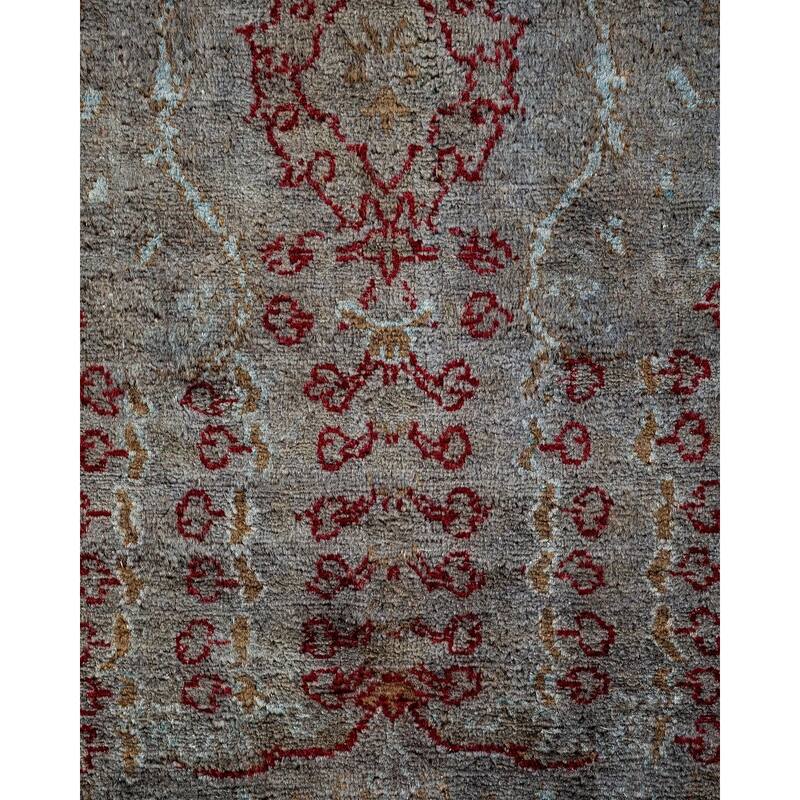 Overton Hand Knotted Wool Vintage Inspired Modern Contemporary Overdyed Gray Area Rug - 5' 10" x 7' 3"