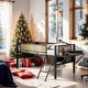 preview thumbnail 2 of 18, Stylish & Simple Single Twin metal loft bed with rectangular desk, LED lights, storage shelves, safety guard and ladder, Brown