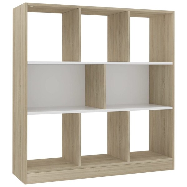 vidaXL Book Cabinet White & Sonoma Oak 38.4"x11.6"x39.4" Chipboard