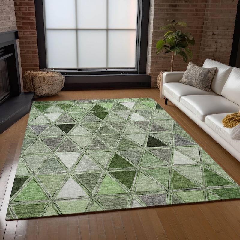 Machine Washable Indoor/ Outdoor Chantille Modern Diamonds Rug