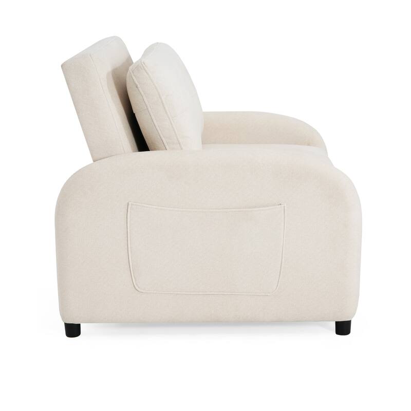 Cotton Linen 3-in-1 Sleeper Sofa Chair with Storage Pocket and Pillow