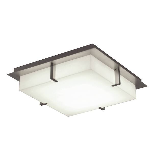 slide 2 of 2, Sinclair 14-inch Satin Nickel LED Flush Mount, White Acrylic Shade