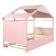 preview thumbnail 11 of 15, Pink Twin Size Solid Wood House Bed with Trundle & Storage