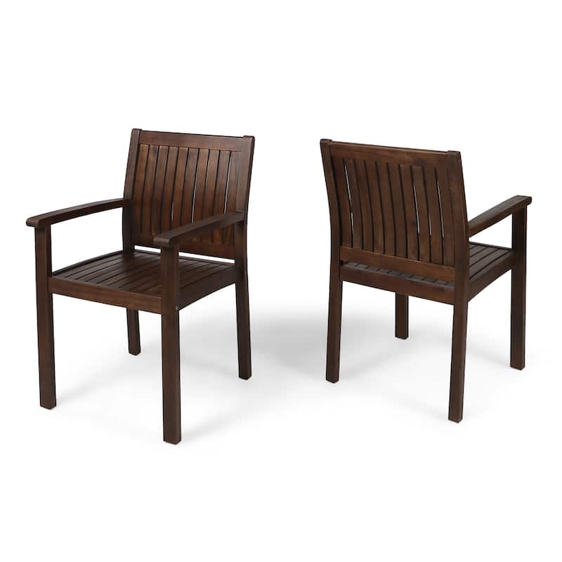 Wilson Outdoor Acacia Wood Dining Chairs (Set of 2) by Christopher Knight Home - Dark brown