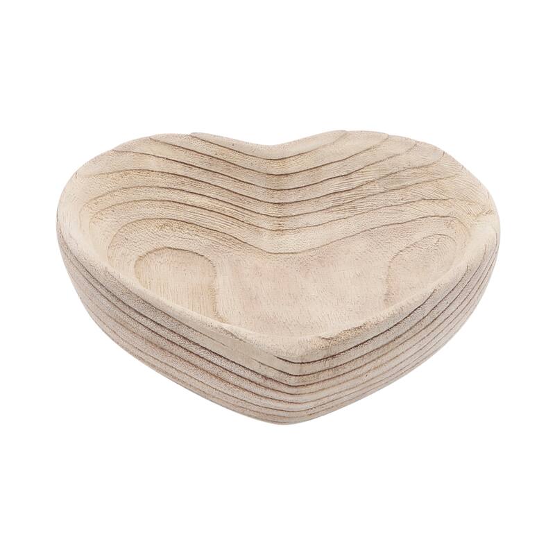 Sagebrook Home Handcrafted Paulownia Wood Decorative Bowls, Heart-Shaped Nesting Design, Set of 2 - 10" x 10" x 3"