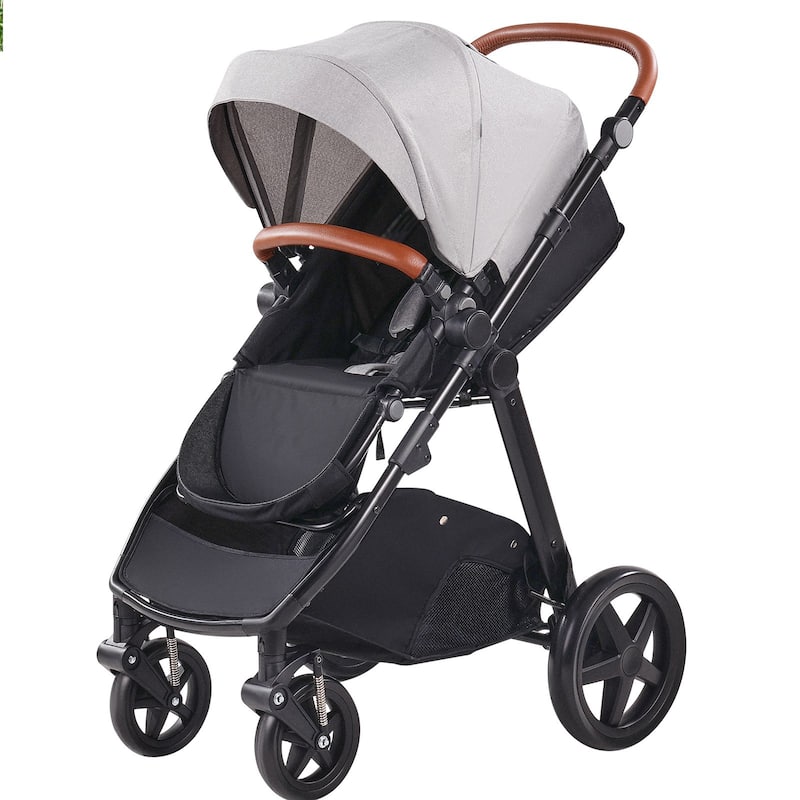 Oxford Aluminum Stroller with Bassinet and Adjustable Canopy - 35.4” L x 25.8” W x 43.9” H