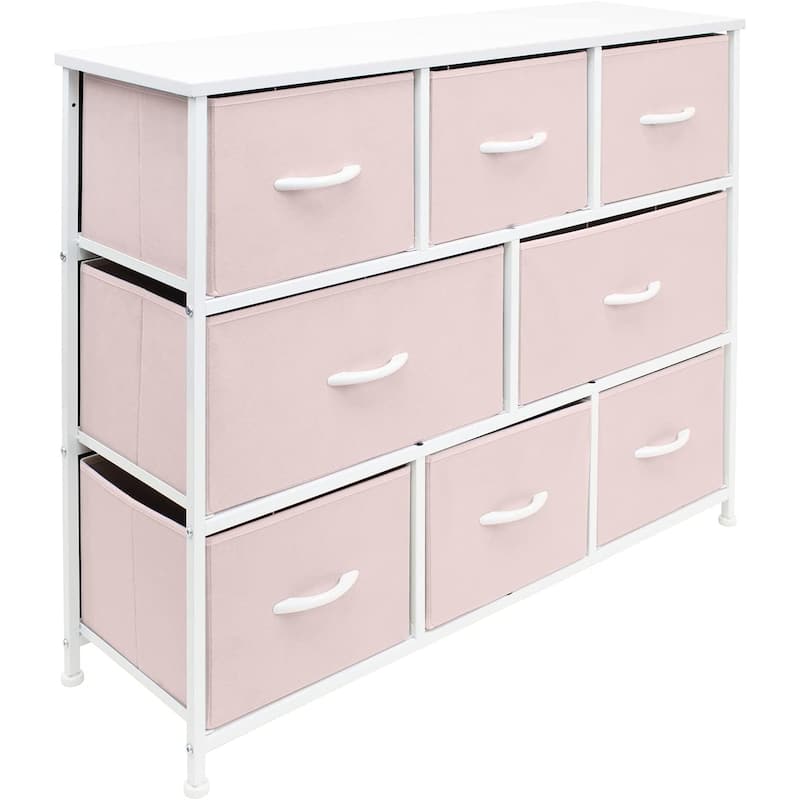 Sorbus White Frame Bold Color 8-drawer Dresser - Pink