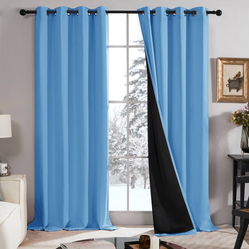 Deconovo 100 Percent Blackout with Liner Grommet Curtain (2 Panel) - W52 x L95 - Sky Blue
