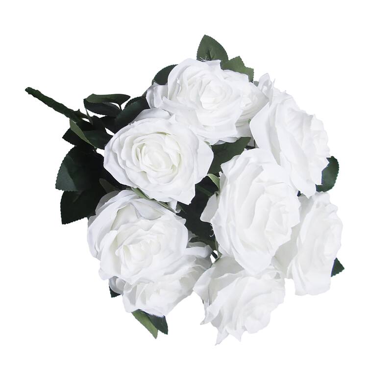 Set of 2 Artificial Queen Rose Flower Stem Bush Bouquet 18in