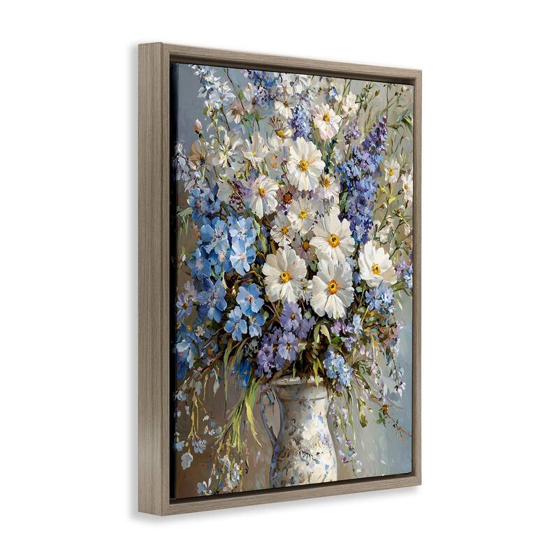 Stupell Flowers in Chinoiserie Vase Framed Floater Canvas Wall Art Design By Franklyn Gregory