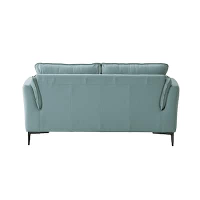 Top Grain Leather Loveseat, Small Sofa Couch with Loose Seat and Tight Back Cushion, Couch Settee with Metal Legs