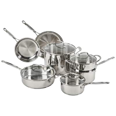 11-Piece Cookware Set, Chef's Classic Stainless Steel Pots and Pans Set