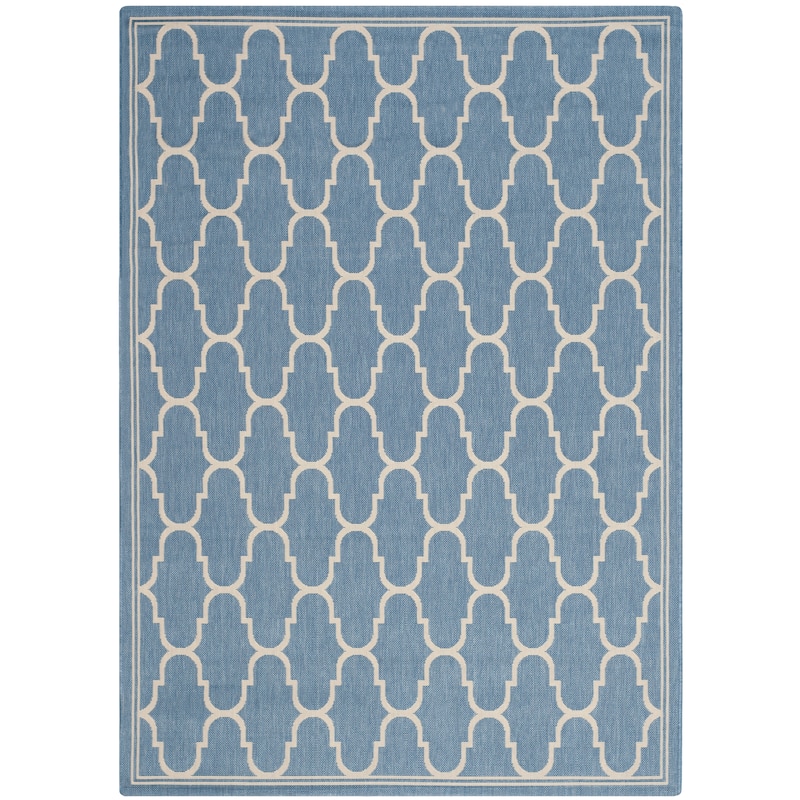 SAFAVIEH Courtyard Sufia Waterproof Trellis Backyard Patio Rug - 5'3" x 7'7" - Blue/Beige