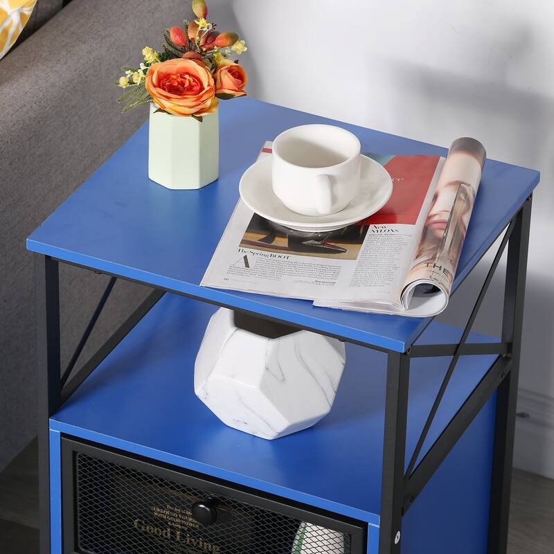 Javlergo Set of 2 Nightstand with 2 Drawers, Small Nightstands Bedside Tables with Storage Shelf for Living Room, Bedroom