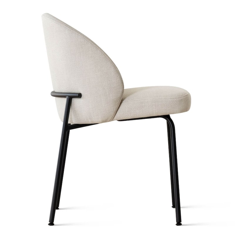 Modern Fabric Dining Chairs with Curved Back and Steel Legs, Set of 4