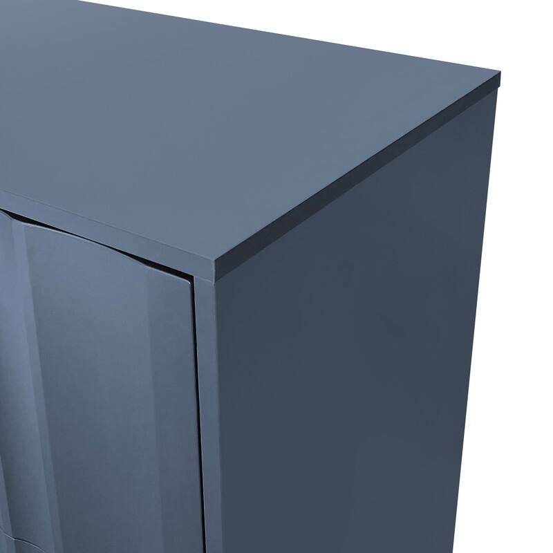 Wave Pattern Buffet Storage Cabinet with 2 Doors and 2 Drawers, Sideboard Cabinet Table with Adjustable Shelf