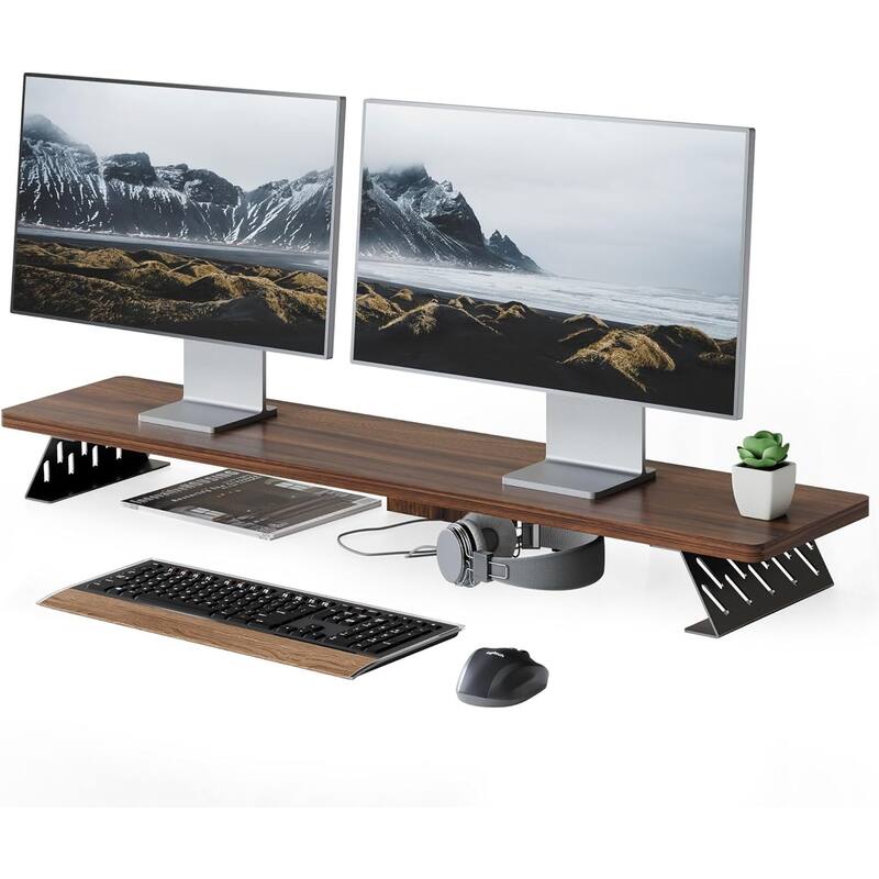 Fenge Dual Monitor Stand Riser, 31.5 inch Long Monitor Stand for Desk - 31.5 x 9.2 x 3.9 inches
