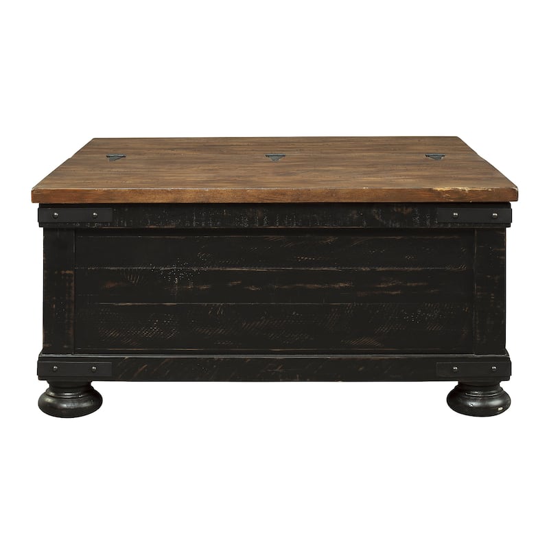 Valebeck Black/Brown Casual Square Lift Top Cocktail Table - 36" W x 36" D x 18" H