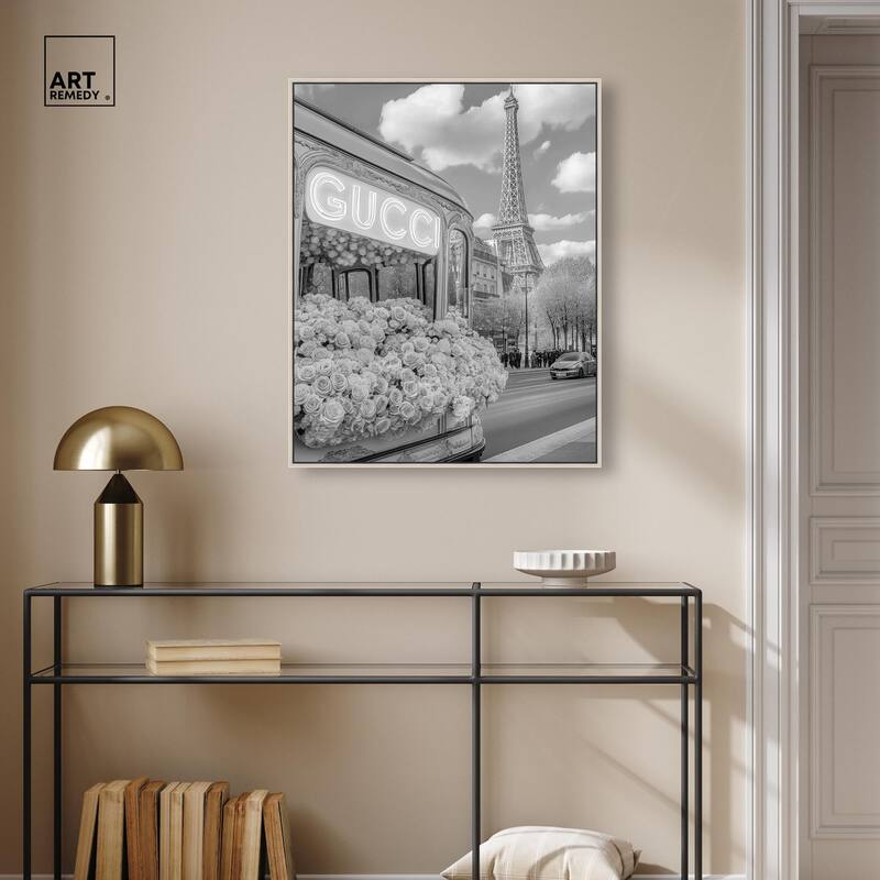 Dreamy Fashion Bus Noir Canvas by Art Remedy