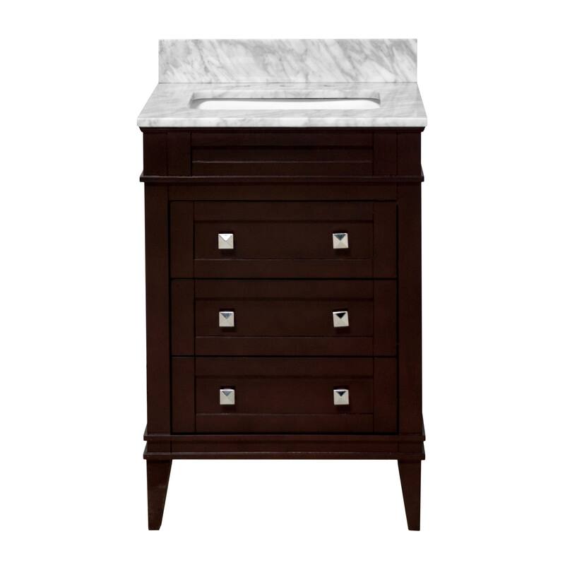 KitchenBathCollection Eleanor 24" Bathroom Vanity with Carrara Marble Top