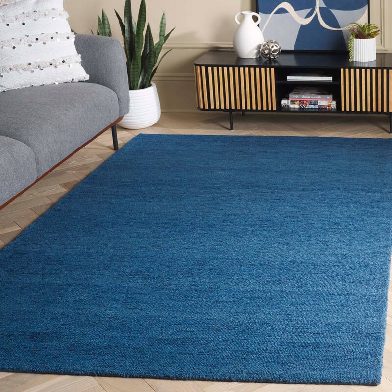 SAFAVIEH, Handmade Metro Trientke Wool Rug - 6' Square - Navy
