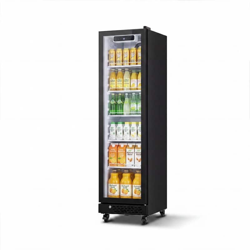 Yeego 16.93" Merchandiser Refrigerator in Black Commercial Beverage Cooler with Dual Glass Door