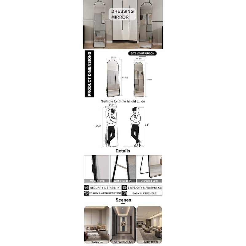 Modern, minimalist, full length mirrors, bathroom vanity mirrors, bedroom porches, clothing stores. - Black