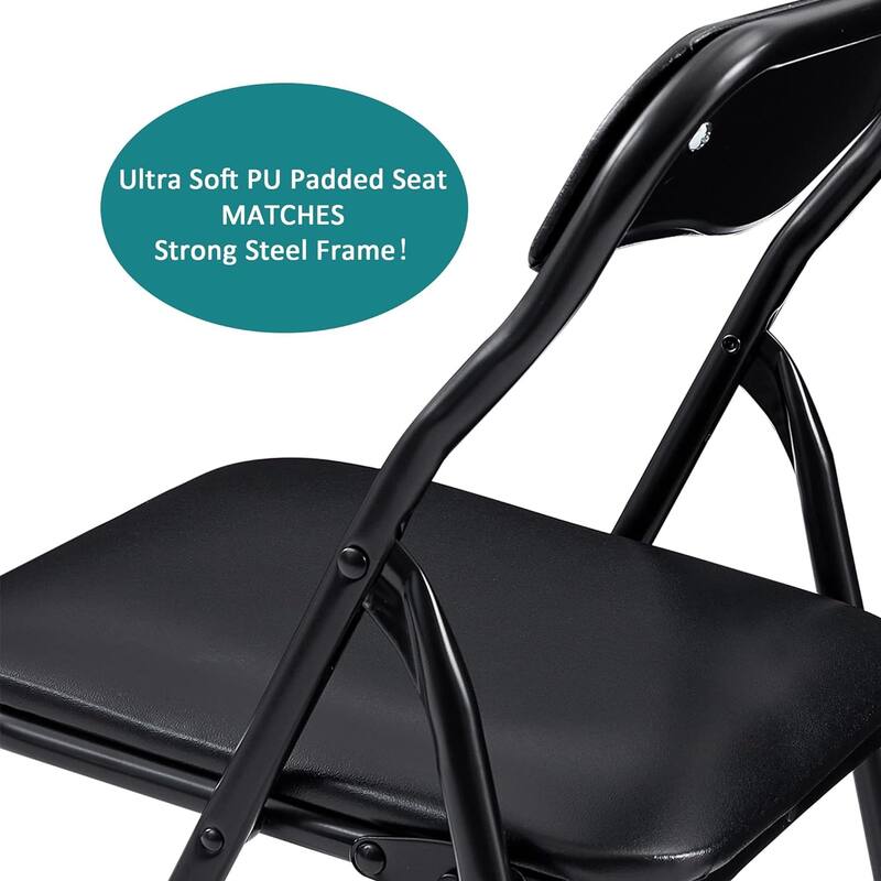 VECELO Kids Folding Activity Table & 4 Padded Chairs Portable Desk & No Assembly Required, 3 Piece Set, Black - 3 Pieces