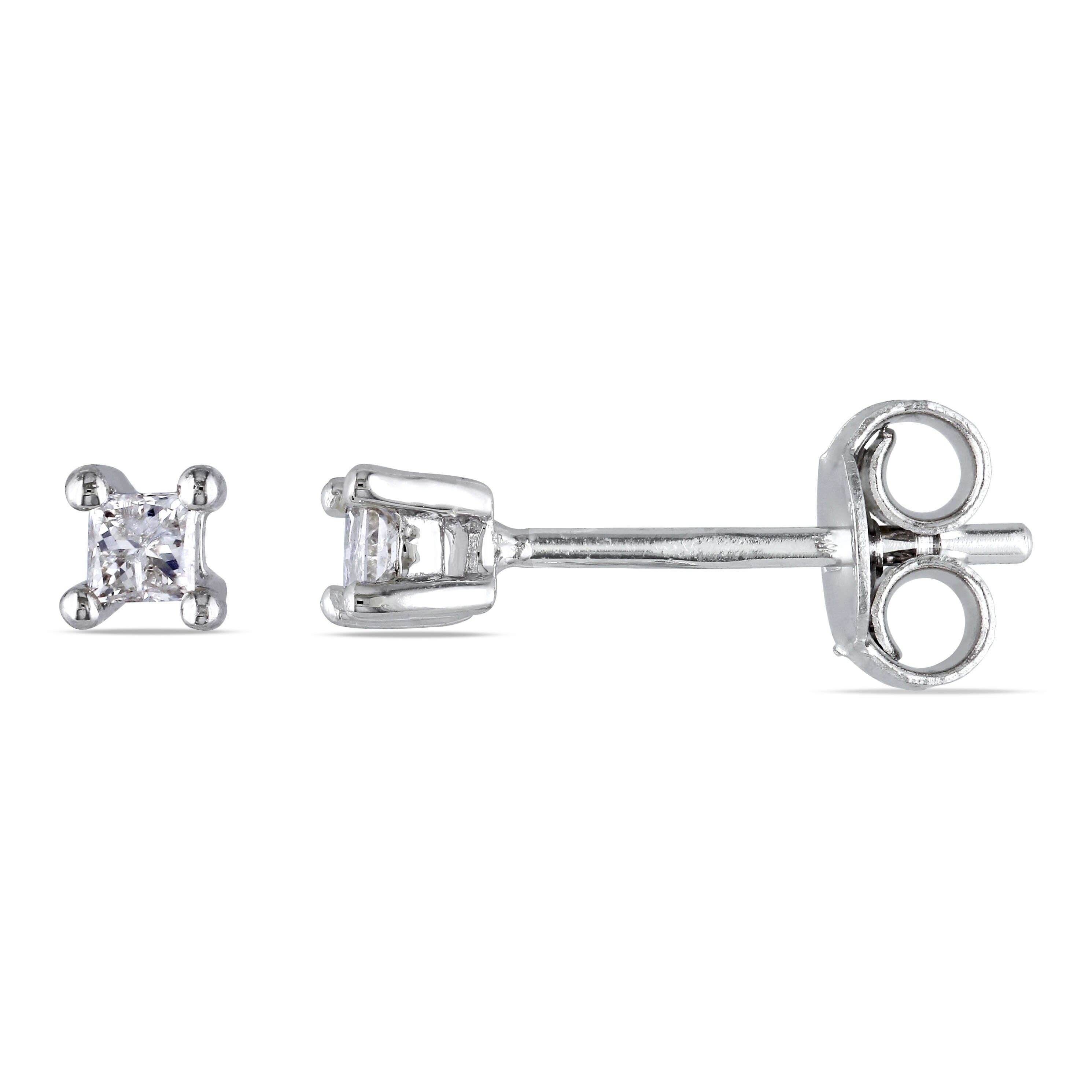 Miadora Sterling Silver 1/10ct TDW Diamond Solitaire Earrings