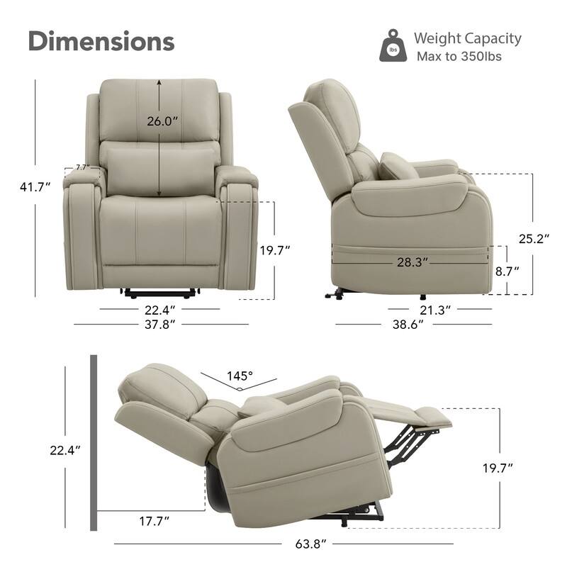 Spruce & Spring Leather Lift Recliner Chair for Elderly with Heat and Massage