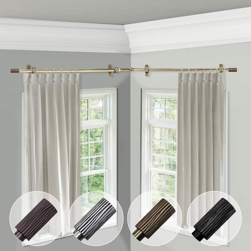 Medieval Curtain Rods & Hardware Set - Antique Brass, 360 Rotation Corner Connectors, Steel Rods, Home Decor - M