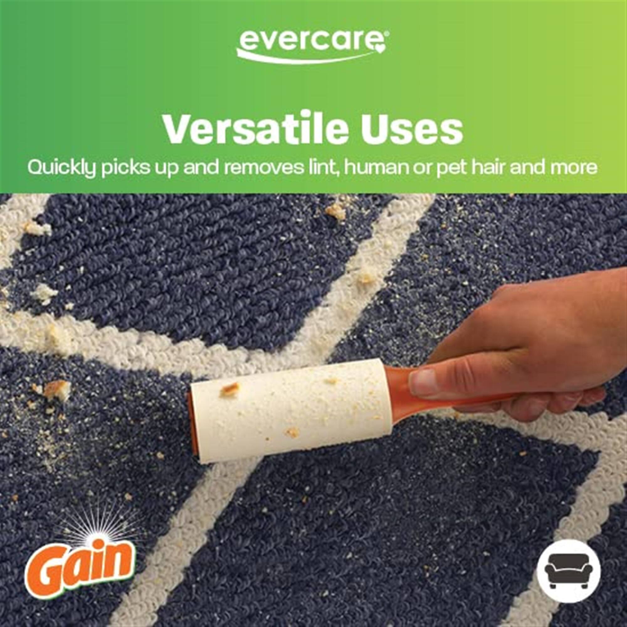 Evercare Gain Scented All Purpose Travel Lint Rollers 30 Sheets Bed