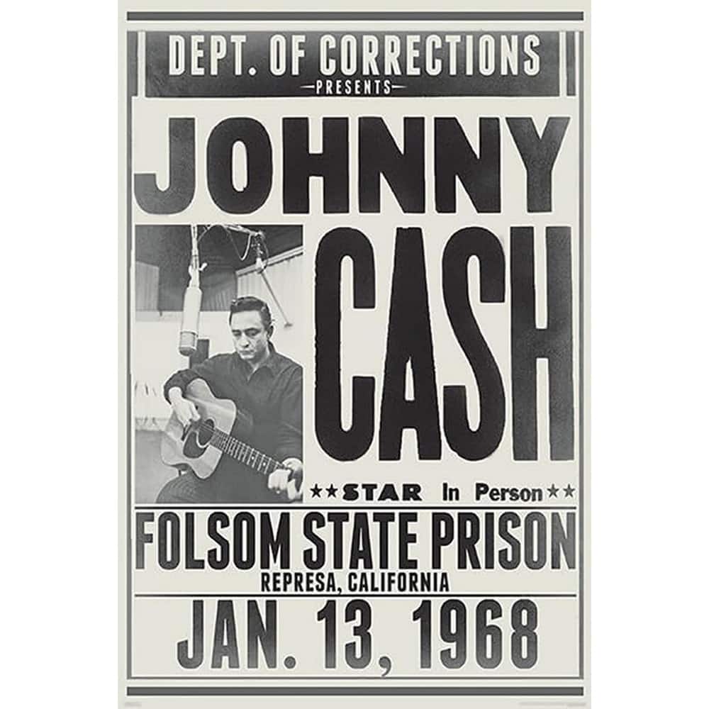 Johnny Cash Department of Corrections Folsom State Prison Concert Poster Art Poster - 24 x 36 Inch